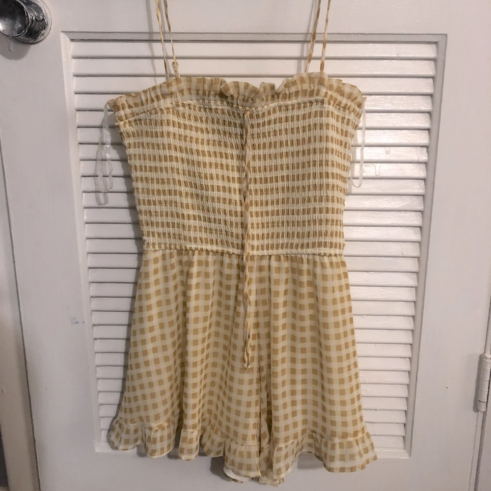 Yellow Checkerboard frilled romper